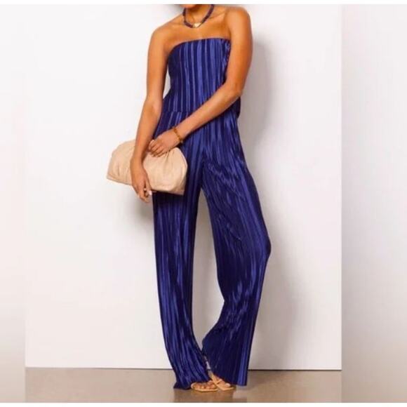 NWT Amanda Uprichard Evereve Women's Sz XL Navy Collina Strapless Jumpsuit Party